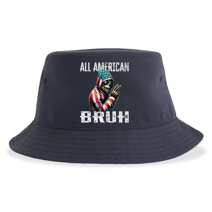 All American Bruh 4th Of July Patriotic Bigfoot Sustainable Bucket Hat