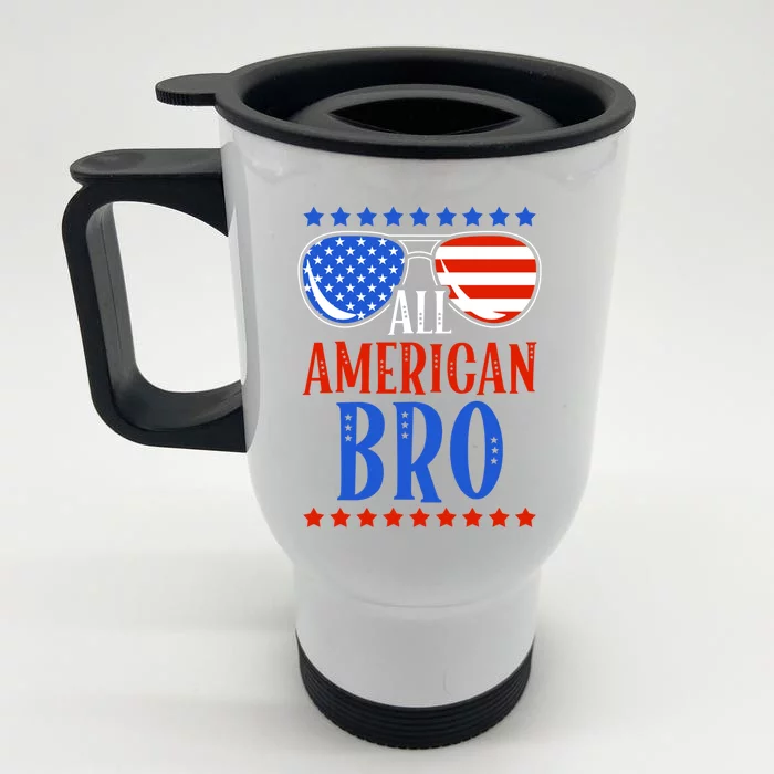 All American Bro Sunglass 4th Of July Independence Day Gift Front & Back Stainless Steel Travel Mug