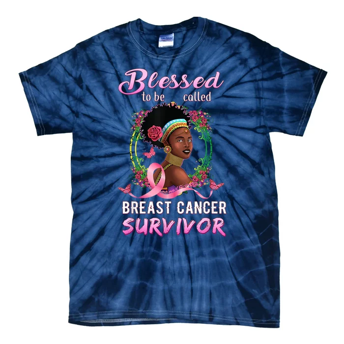 African American Breast Cancer Design Women Blessed Survivor Tie-Dye T-Shirt