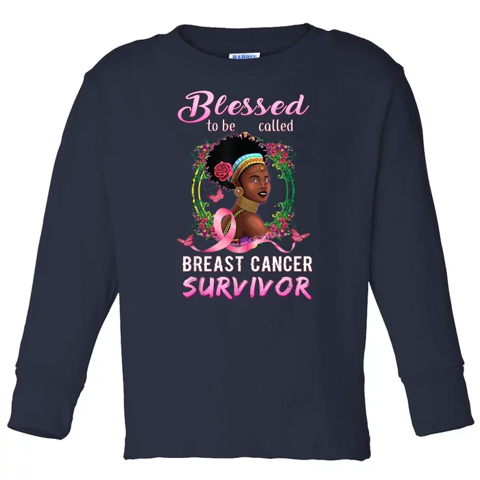 African American Breast Cancer Design Women Blessed Survivor Toddler Long Sleeve Shirt