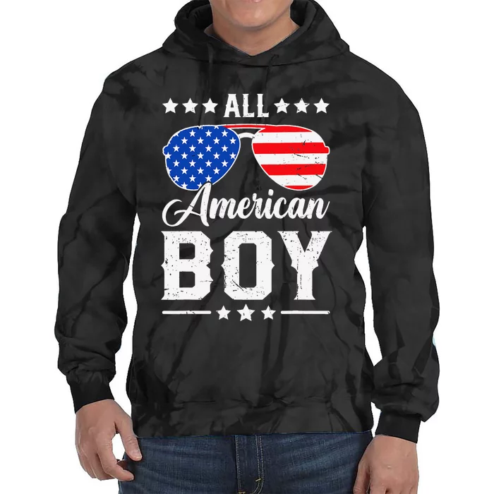 All American Boy 4th Of July Funny Patriotic Usa Matching Gift Tie Dye Hoodie