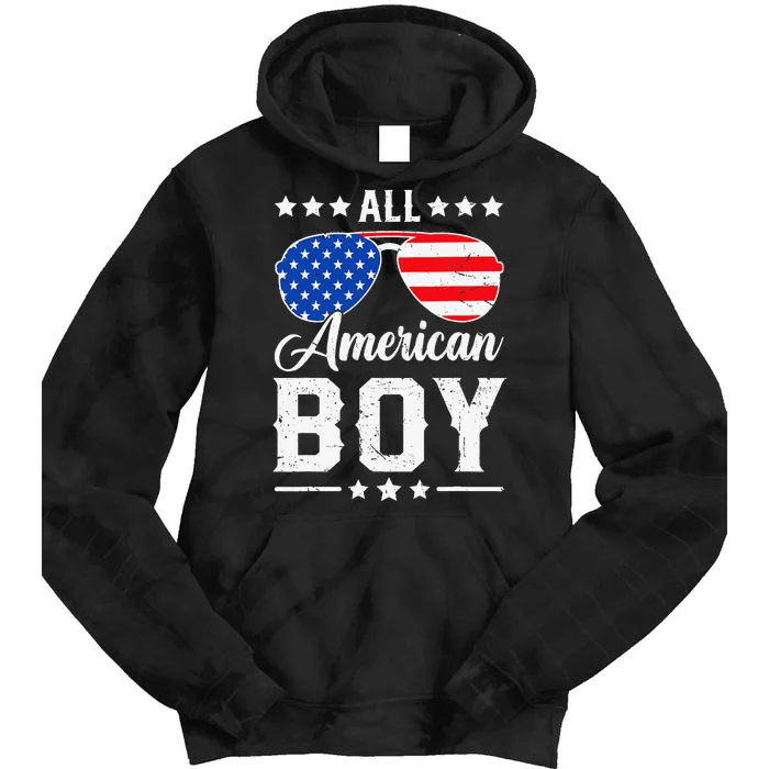 All American Boy 4th Of July Funny Patriotic Usa Matching Gift Tie Dye Hoodie