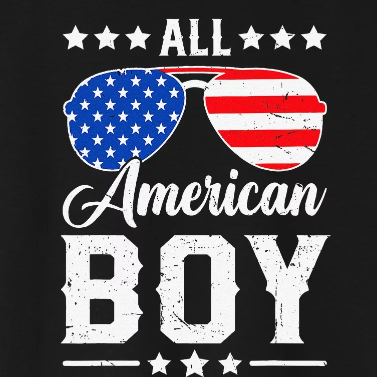 All American Boy 4th Of July Funny Patriotic Usa Matching Gift Women's Crop Top Tee