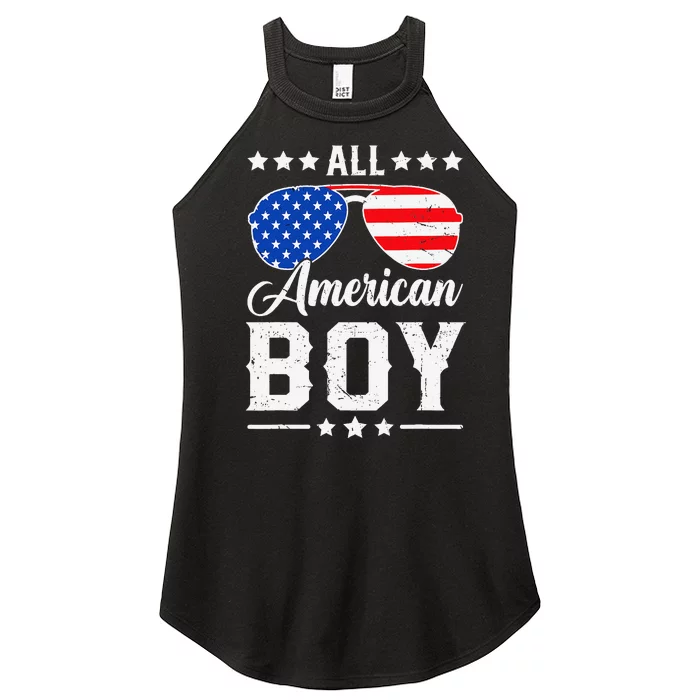 All American Boy 4th Of July Funny Patriotic Usa Matching Gift Women’s Perfect Tri Rocker Tank