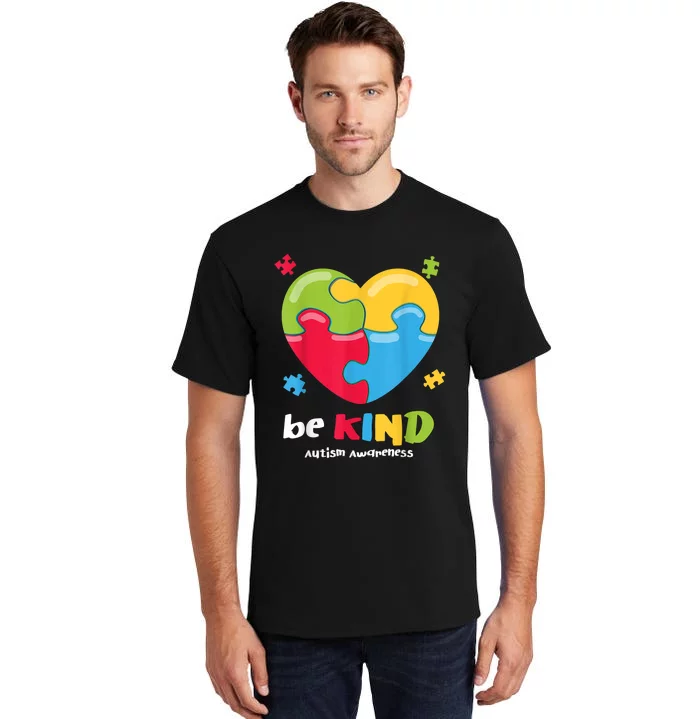 Autism Awareness Be Kind Puzzle Heart Kindness Tall T-Shirt