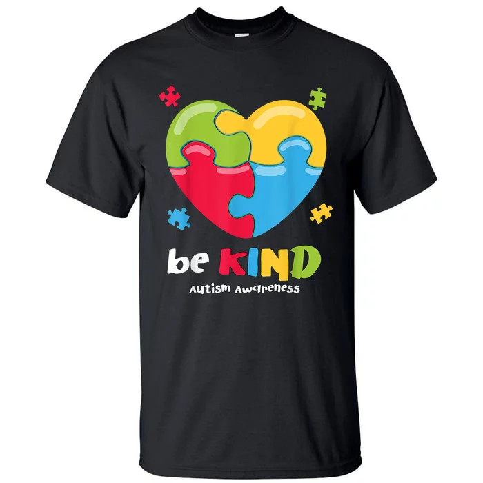 Autism Awareness Be Kind Puzzle Heart Kindness Tall T-Shirt