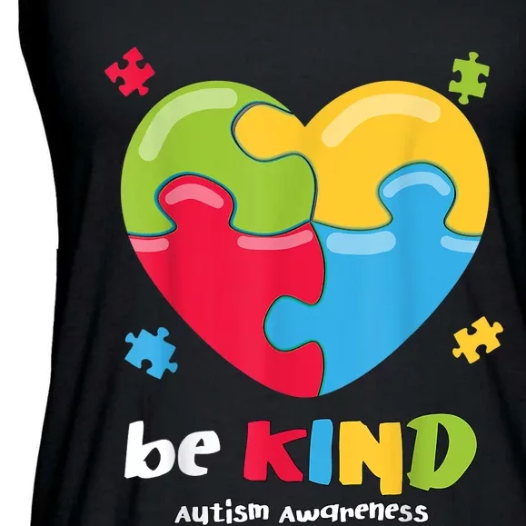 Autism Awareness Be Kind Puzzle Heart Kindness Ladies Essential Flowy Tank