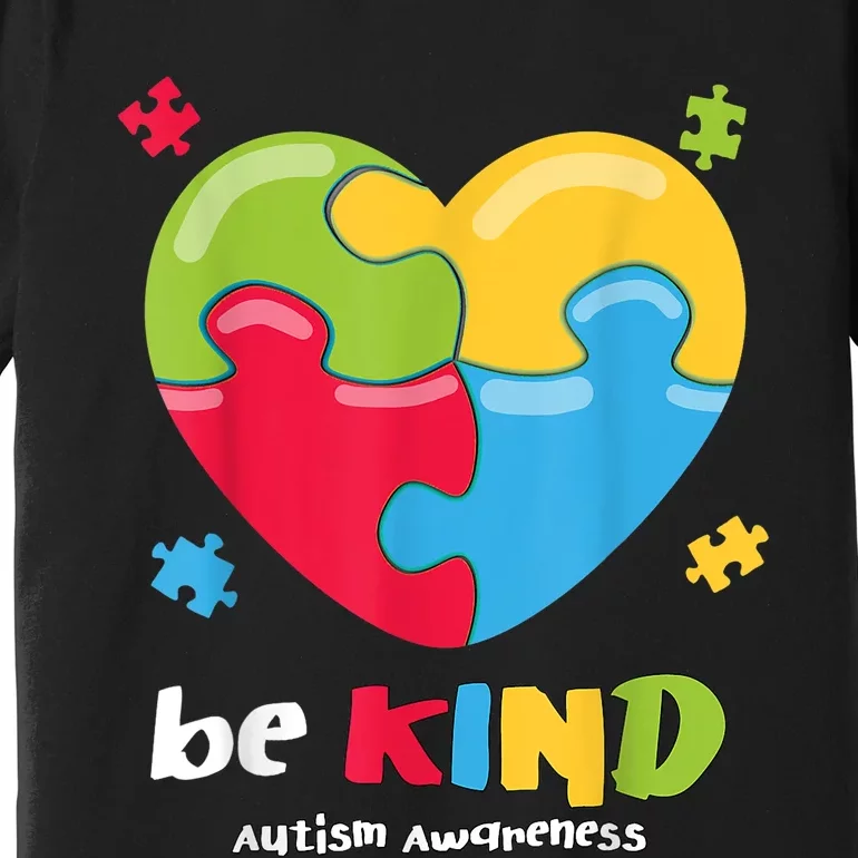 Autism Awareness Be Kind Puzzle Heart Kindness Premium T-Shirt