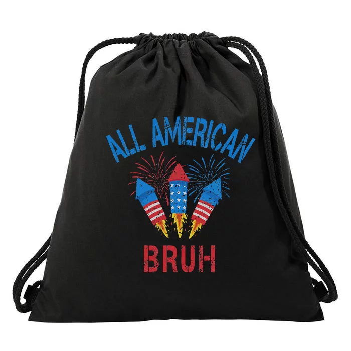 All American Bruh 4th Of July Teens Drawstring Bag