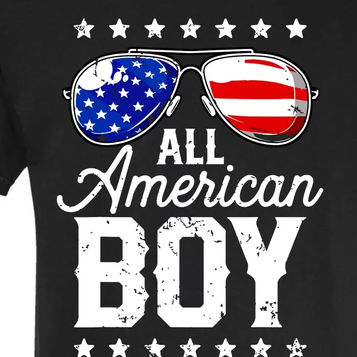 All American Boy 4th Of July Usa Sunglasses Family Matching Garment-Dyed Heavyweight T-Shirt