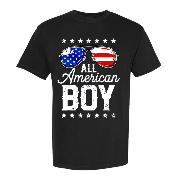 All American Boy 4th Of July Usa Sunglasses Family Matching Garment-Dyed Heavyweight T-Shirt