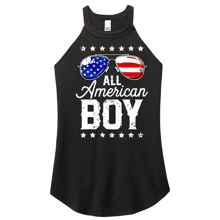 All American Boy 4th Of July Usa Sunglasses Family Matching Women’s Perfect Tri Rocker Tank