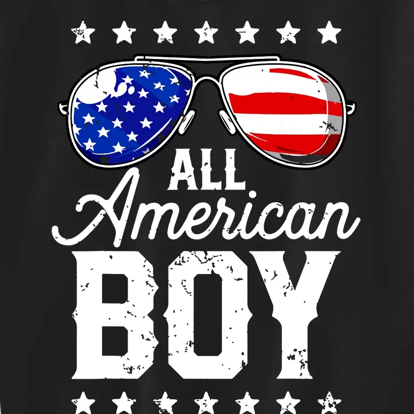 All American Boy 4th Of July Usa Sunglasses Family Matching Kids Sweatshirt