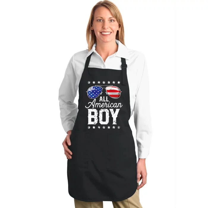 All American Boy 4th Of July Usa Sunglasses Family Matching Full-Length Apron With Pocket