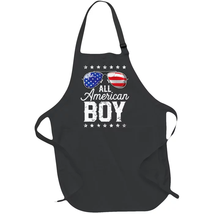 All American Boy 4th Of July Usa Sunglasses Family Matching Full-Length Apron With Pocket