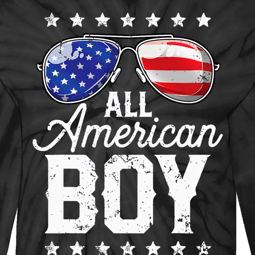 All American Boy 4th Of July Usa Sunglasses Family Matching Tie-Dye Long Sleeve Shirt