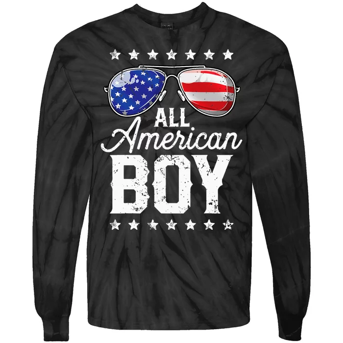 All American Boy 4th Of July Usa Sunglasses Family Matching Tie-Dye Long Sleeve Shirt