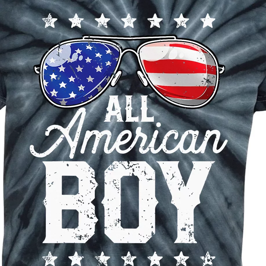 All American Boy 4th Of July Usa Sunglasses Family Matching Kids Tie-Dye T-Shirt