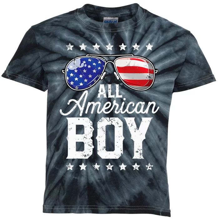 All American Boy 4th Of July Usa Sunglasses Family Matching Kids Tie-Dye T-Shirt