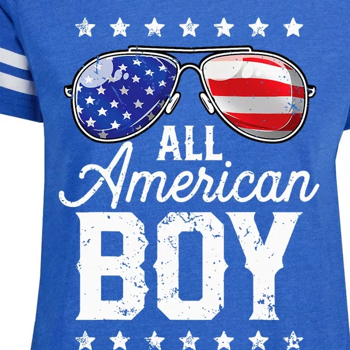 All American Boy 4th Of July Usa Sunglasses Family Matching Enza Ladies Jersey Football T-Shirt