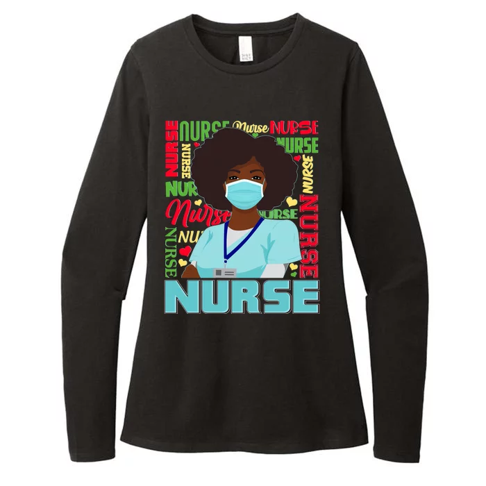 African American Black Nurse Womens CVC Long Sleeve Shirt