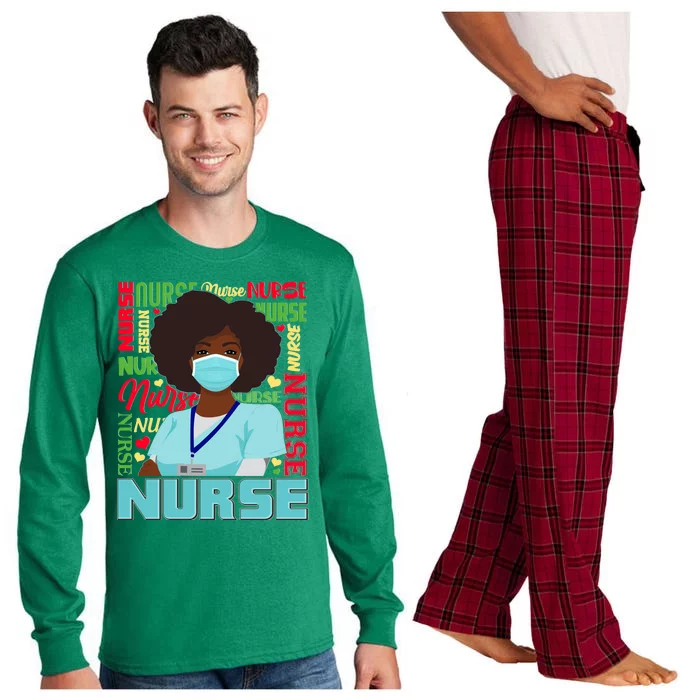 African American Black Nurse Long Sleeve Pajama Set