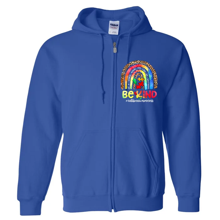 Autism Awareness Be Kind Leopard Rainbow Choose Kindness Gift Full Zip Hoodie