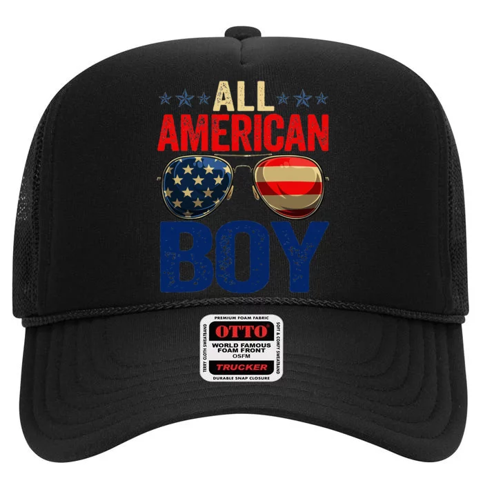 All American Boy Matching Family 4th Of July Celebration High Crown Mesh Trucker Hat