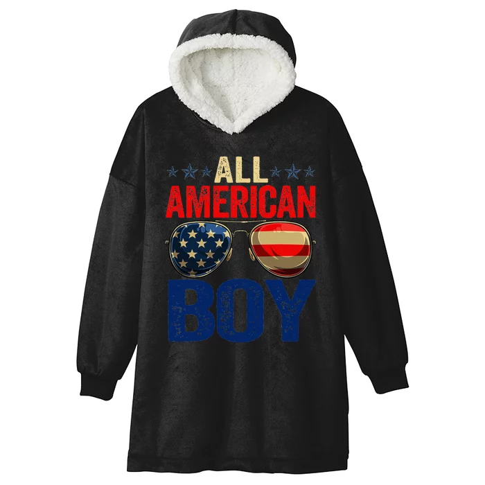 All American Boy Matching Family 4th Of July Celebration Hooded Wearable Blanket