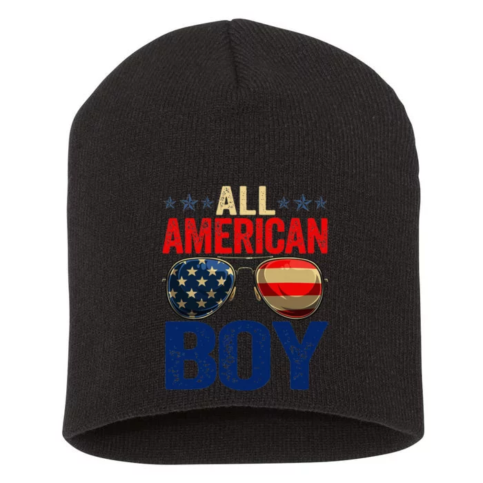 All American Boy Matching Family 4th Of July Celebration Short Acrylic Beanie