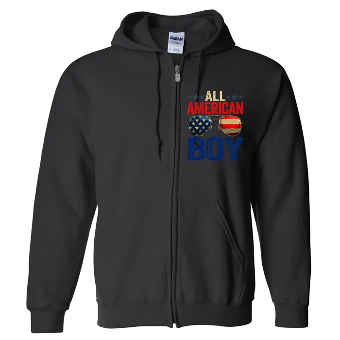 All American Boy Matching Family 4th Of July Celebration Full Zip Hoodie