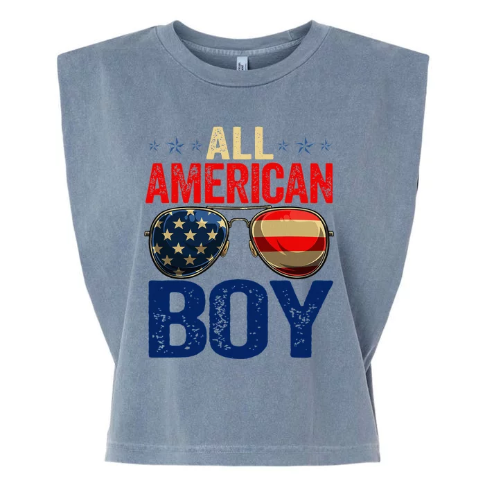 All American Boy Matching Family 4th Of July Celebration Garment-Dyed Women's Muscle Tee