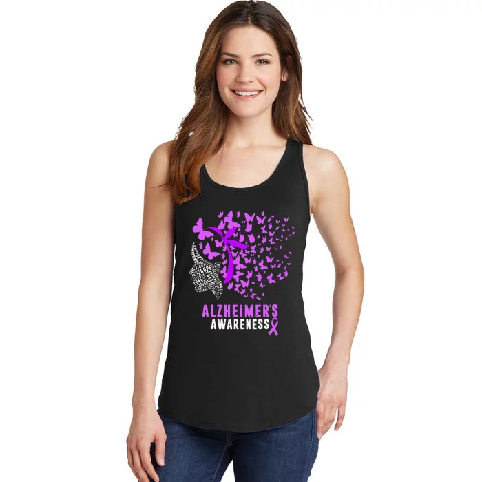 AlzheimerS Awareness Butterflies Purple Ribbon Ladies Essential Tank