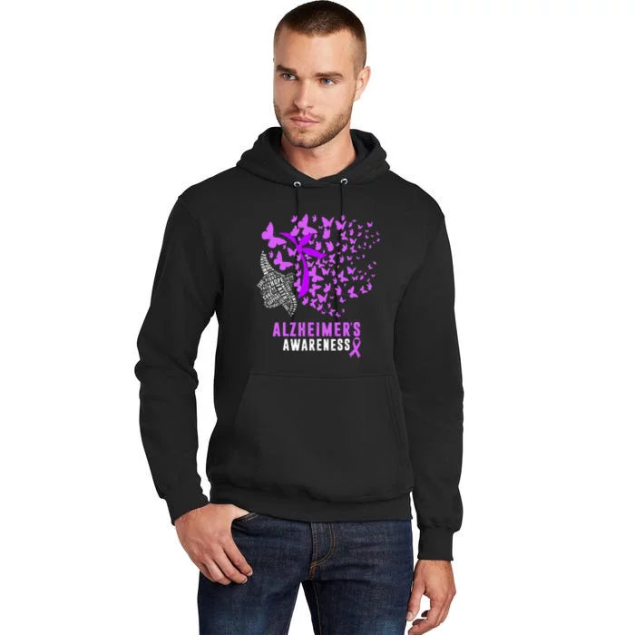 AlzheimerS Awareness Butterflies Purple Ribbon Tall Hoodie