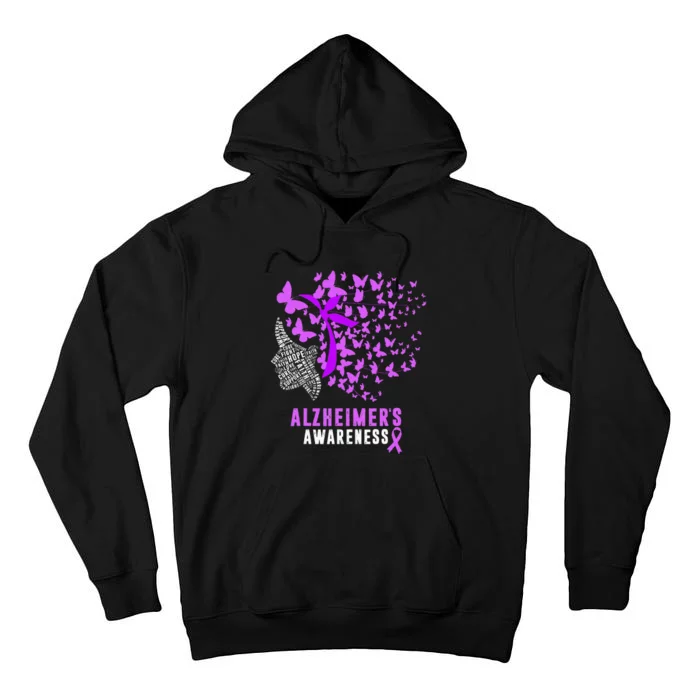 AlzheimerS Awareness Butterflies Purple Ribbon Tall Hoodie