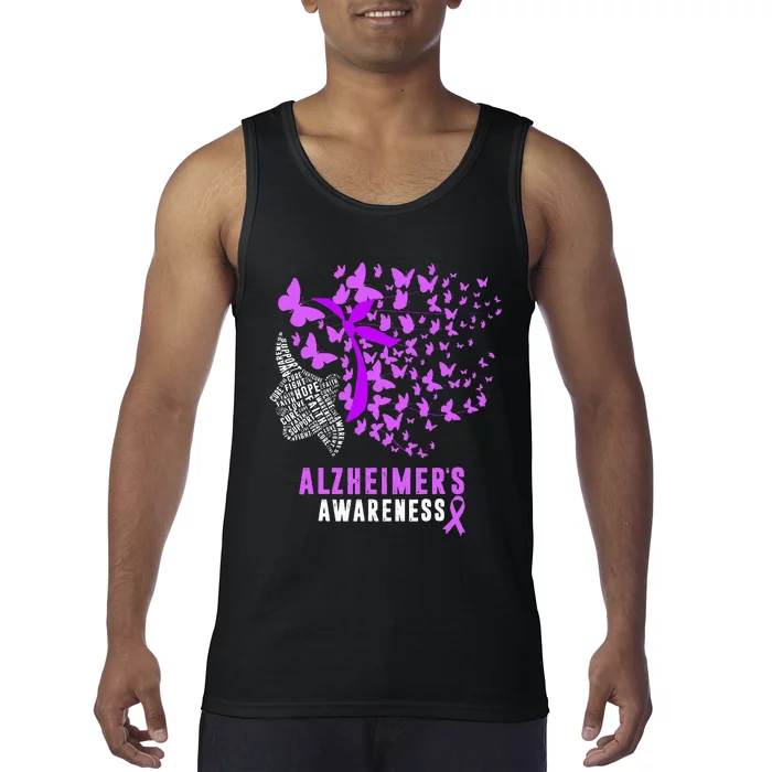 AlzheimerS Awareness Butterflies Purple Ribbon Tank Top