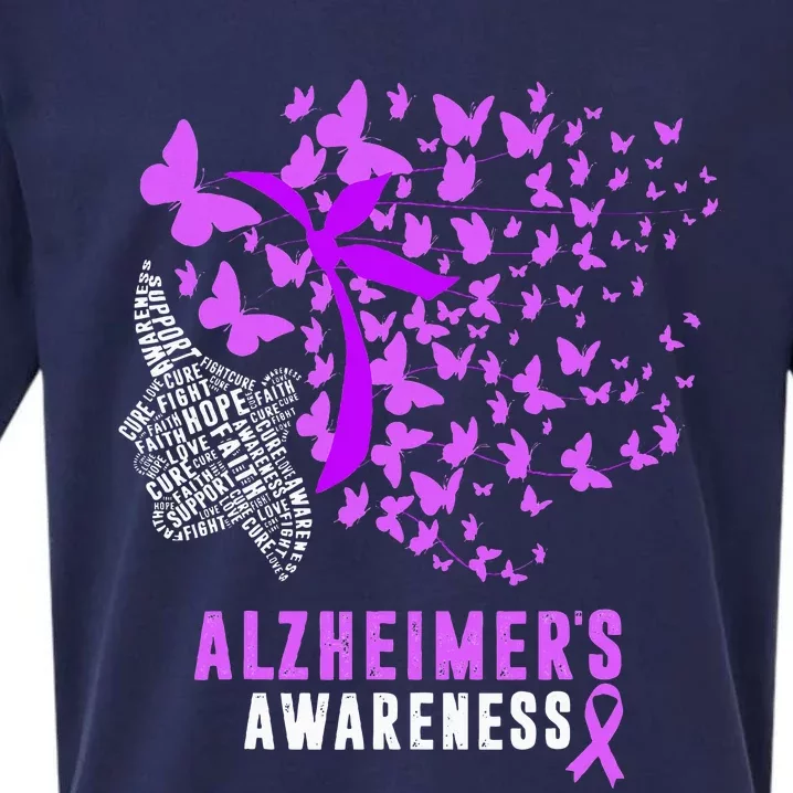 AlzheimerS Awareness Butterflies Purple Ribbon Sueded Cloud Jersey T-Shirt