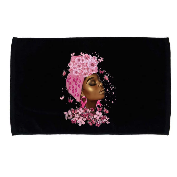 African American Breast Cancer Awareness Black Microfiber Hand Towel