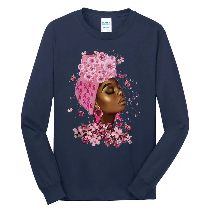 African American Breast Cancer Awareness Black Tall Long Sleeve T-Shirt