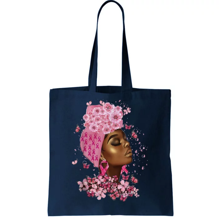 African American Breast Cancer Awareness Black Tote Bag