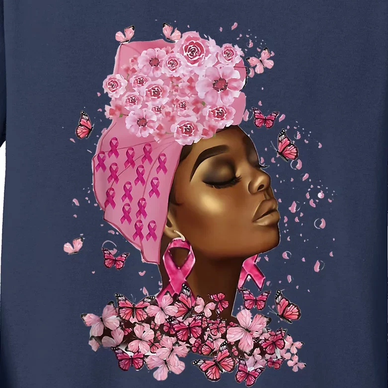 African American Breast Cancer Awareness Black Kids Long Sleeve Shirt