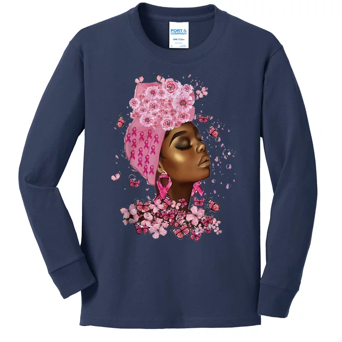 African American Breast Cancer Awareness Black Kids Long Sleeve Shirt