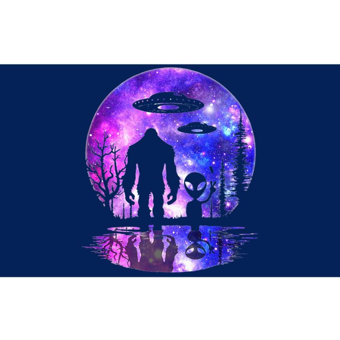 Alien And Bigfoot Full Moon Sasquatch UFO Bumper Sticker