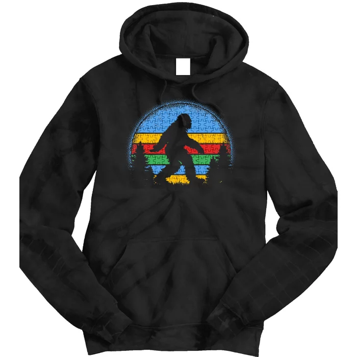 Autism Awareness Bigfoot Funny Puzzle Tie Dye Hoodie