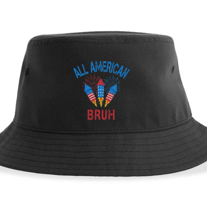 All American Bruh 4th Of July Patriotic Teens Sustainable Bucket Hat