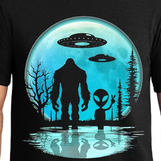 Alien And Bigfoot Moon Pajama Set