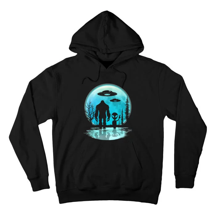 Alien And Bigfoot Moon Tall Hoodie