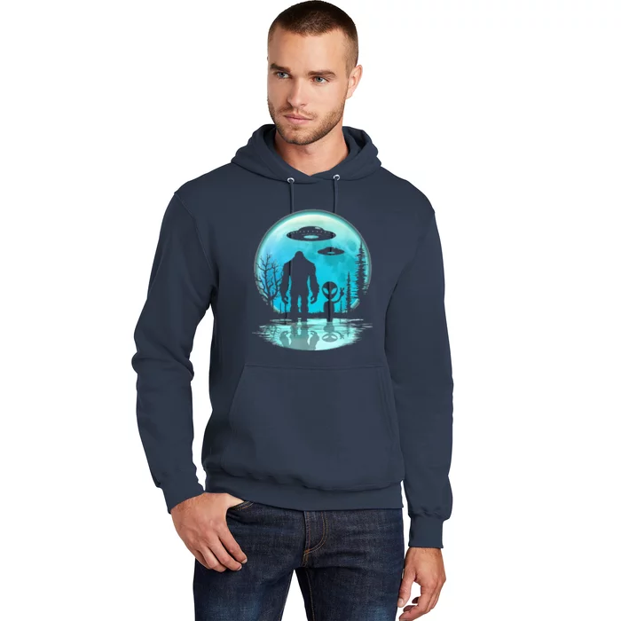 Alien And Bigfoot Moon Hoodie