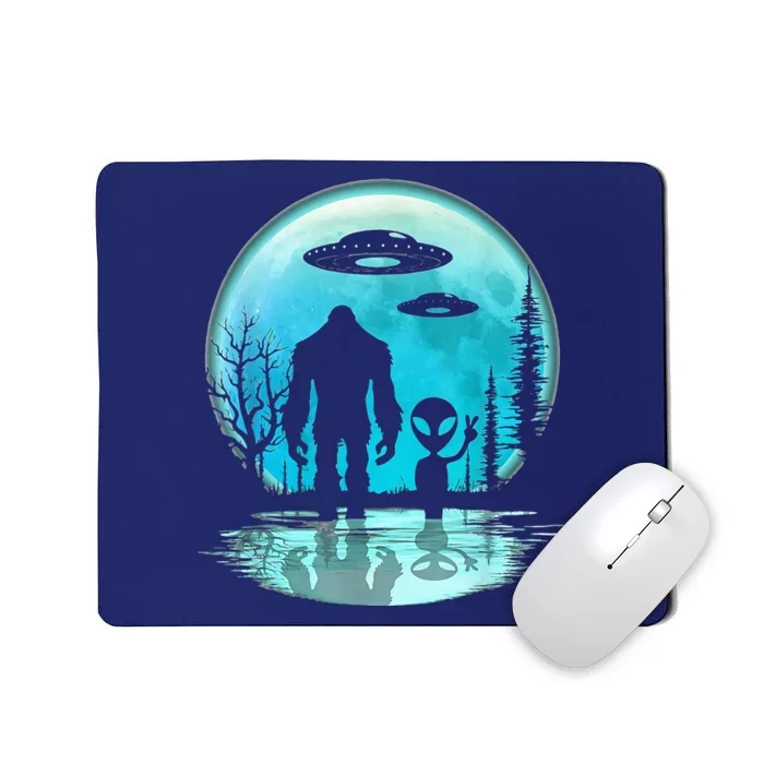 Alien And Bigfoot Moon Mousepad