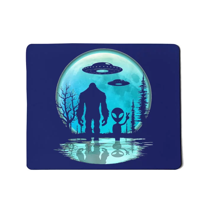 Alien And Bigfoot Moon Mousepad